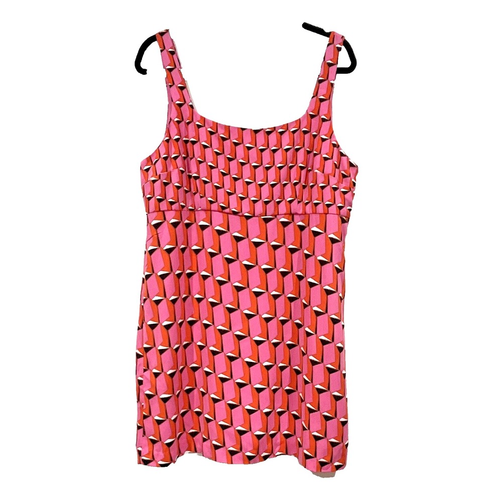 Diane Von Furstenberg Multicolor Mini Dress Scoop Neck Straps Retro Geometric 16